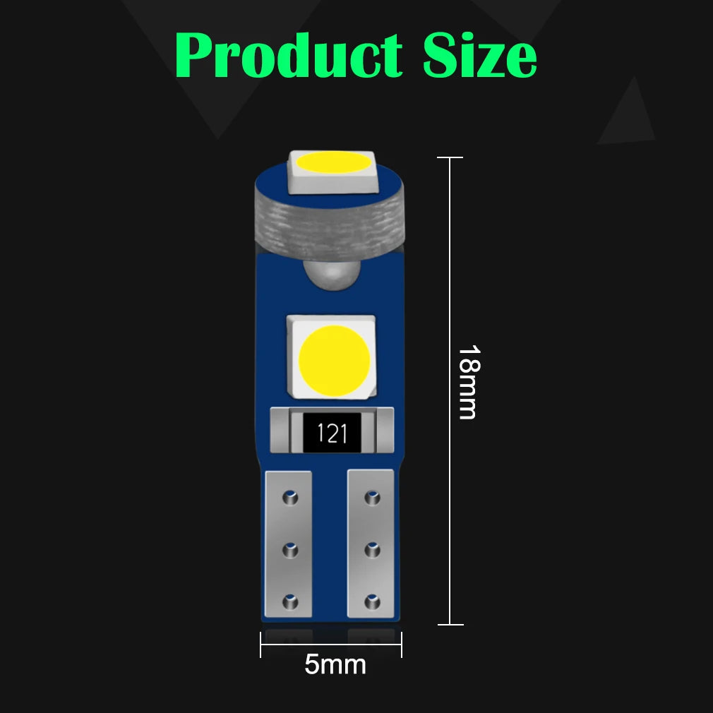 10Pcs T5 Led Bulb W3W W1.2W Led Canbus Car Interior Lights D