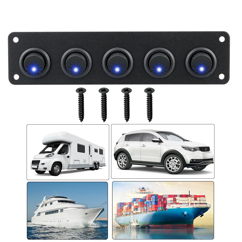 Rocker Toggle Switch Panel for RV Yacht Marine Boat Car Mari
