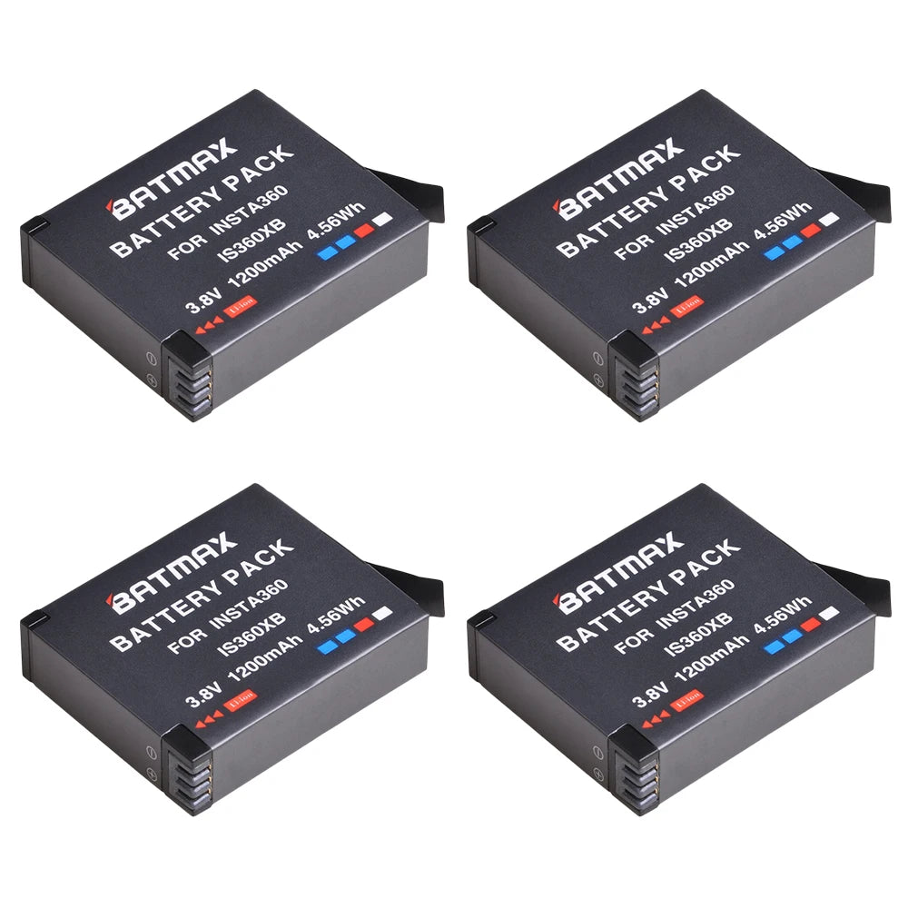 Batmax 1200mAh Insta360 One X Camera Battery IS360XB Replacement Battery + LED USB 3-Slots Charger with Micro USB Charge Port