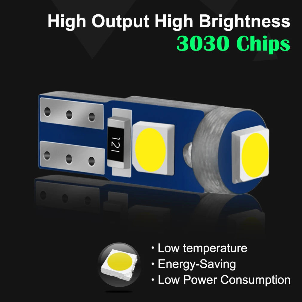 10Pcs T5 Led Bulb W3W W1.2W Led Canbus Car Interior Lights D
