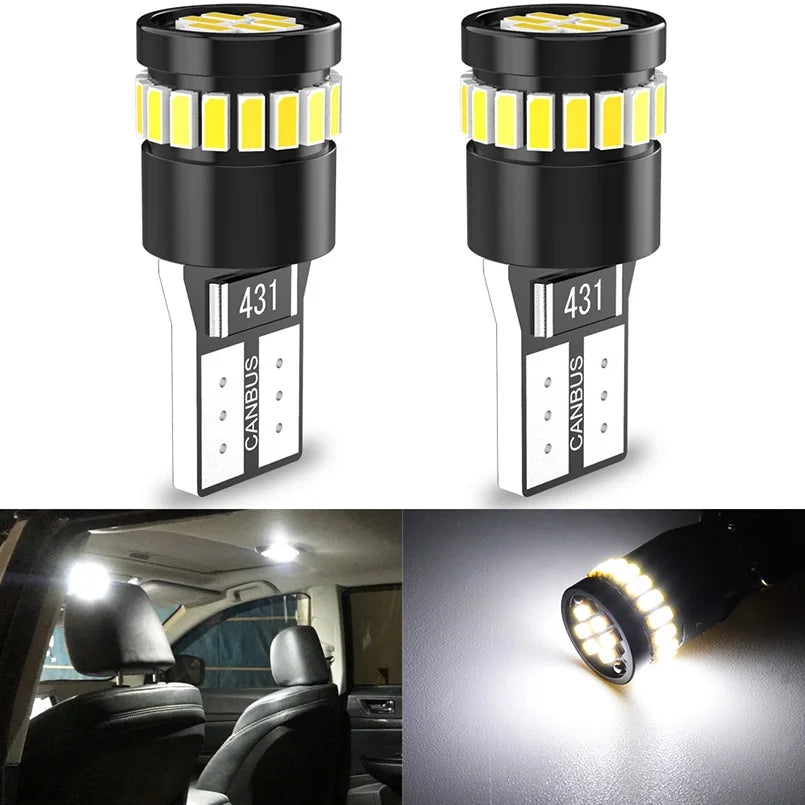 Katur 2pcs T10 W5W Led Canbus Bulbs 194 168 30SMD 3014 White 12V led Car Interior Reading Parking Lights for BMW Audi Mercedes