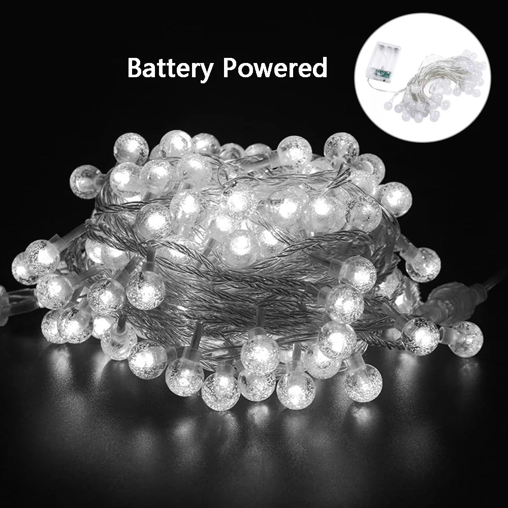 3M 6M 11M Crystal ball LED String Fairy Lights USB/Battery Powered Waterproof Holiday Garland Lights For Outdoor Christmas