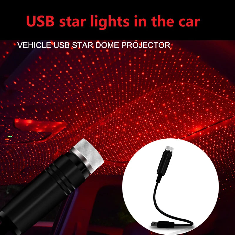 USB Car Interior Atmosphere Star Sky Lamp Ceiling Roof Light