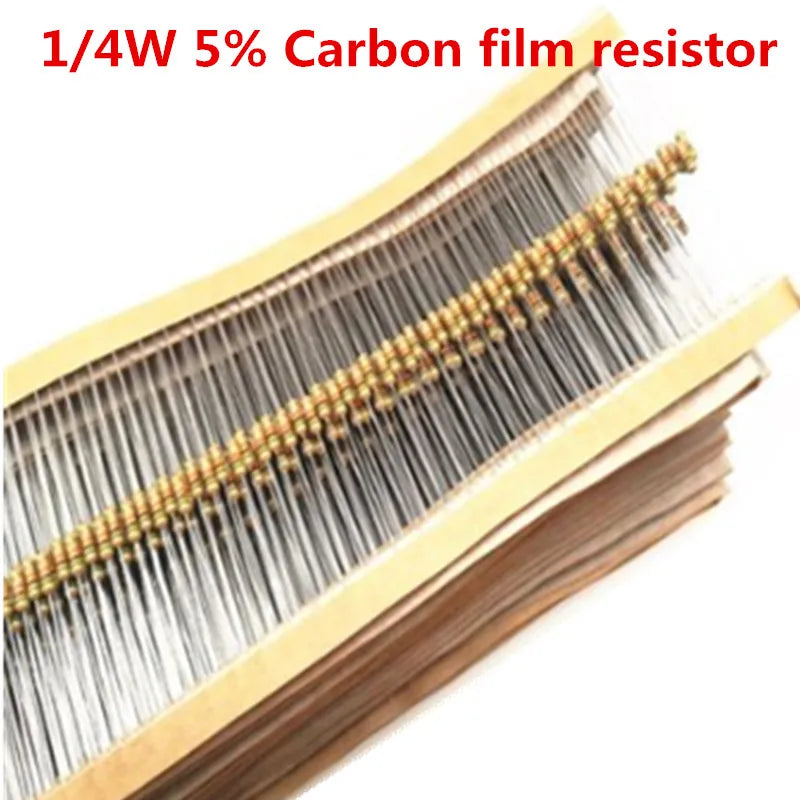 1000PCS 1/4W Carbon Film Resistors 5% 1R-10M 10R 47R 100R 22