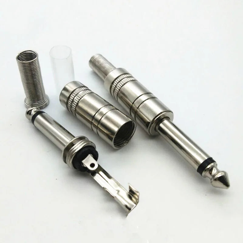 2 pcs 6.5mm Pole mono Metal Plug Connector6.35 Plug & Jack A