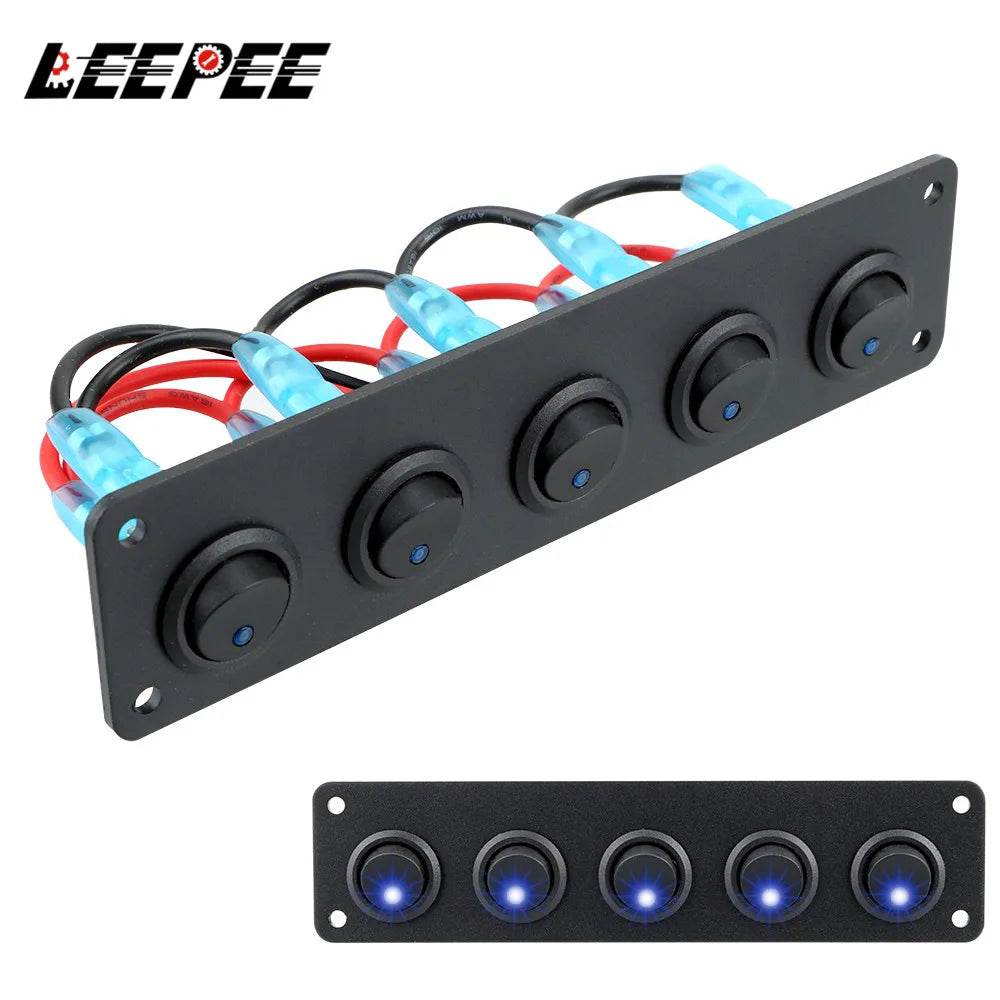 Rocker Toggle Switch Panel for RV Yacht Marine Boat Car Mari