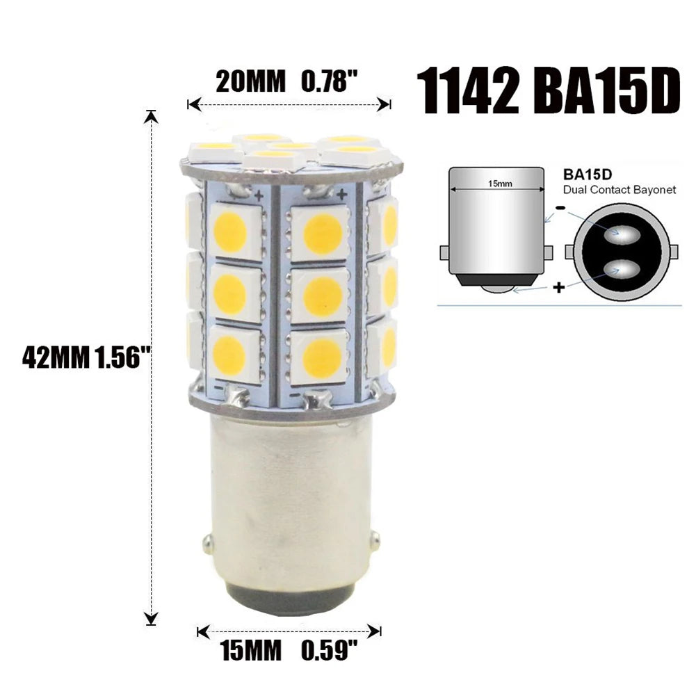 For Car Boats Replacement White 27-SMD BA15D Cabin Marine Bo