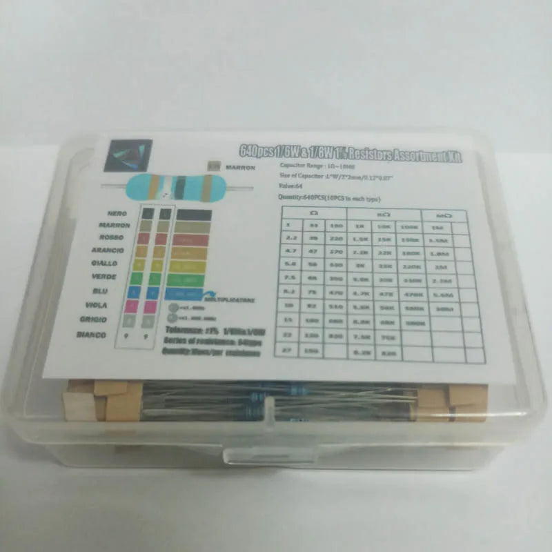 640pcs 64 Values 1R - 10MR 1/6W 1% Metal Film Resistors Asso