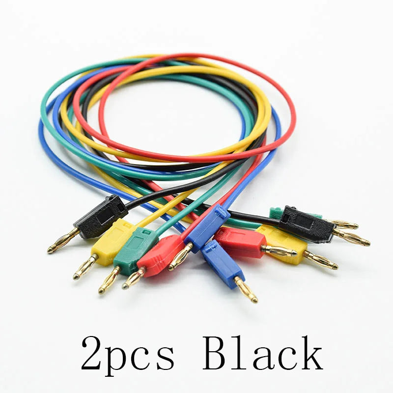 2pcs 2mm Test Wire Line K2 Banana Plug Connector Solder Tail Foldable Stackable Experiment Cable Gold-plated Pure Copper 50cm