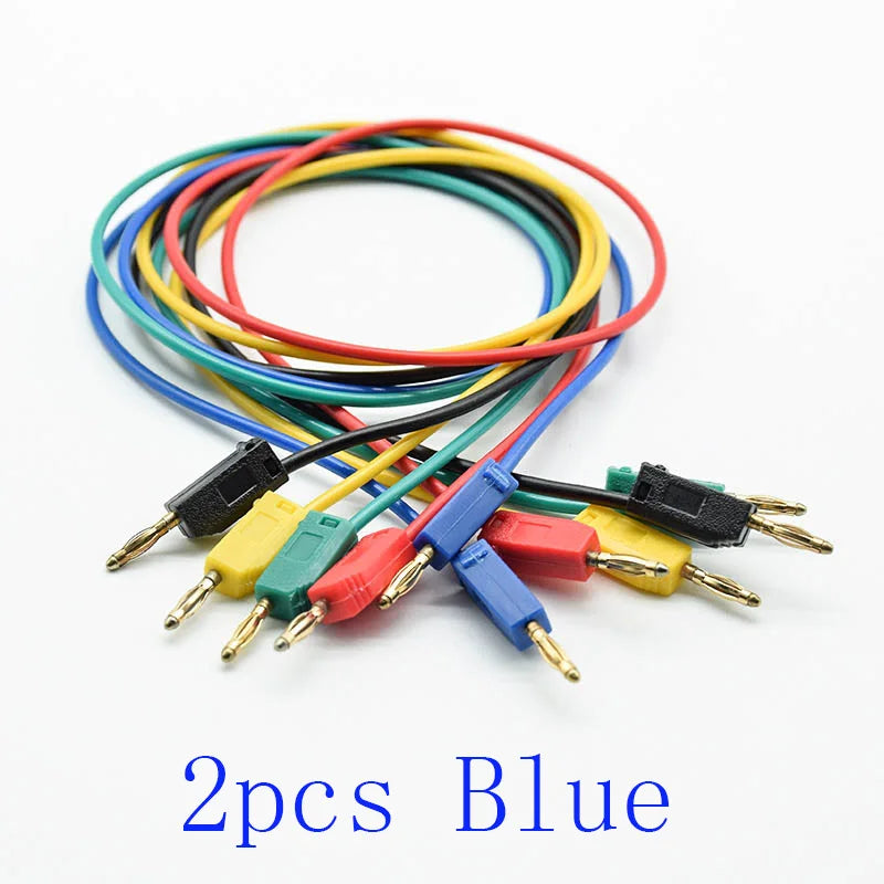 2pcs 2mm Test Wire Line K2 Banana Plug Connector Solder Tail Foldable Stackable Experiment Cable Gold-plated Pure Copper 50cm