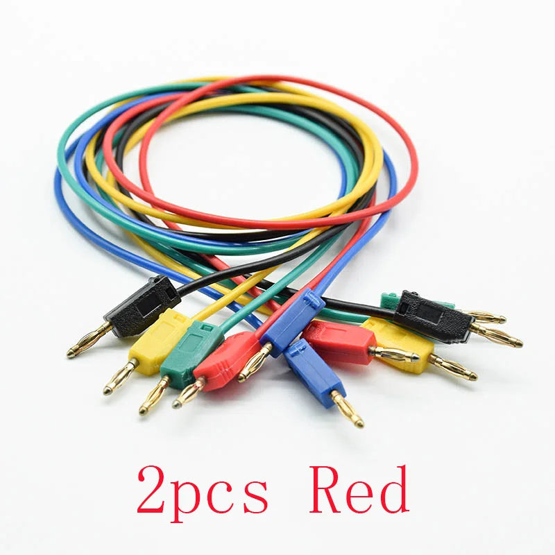 2pcs 2mm Test Wire Line K2 Banana Plug Connector Solder Tail Foldable Stackable Experiment Cable Gold-plated Pure Copper 50cm