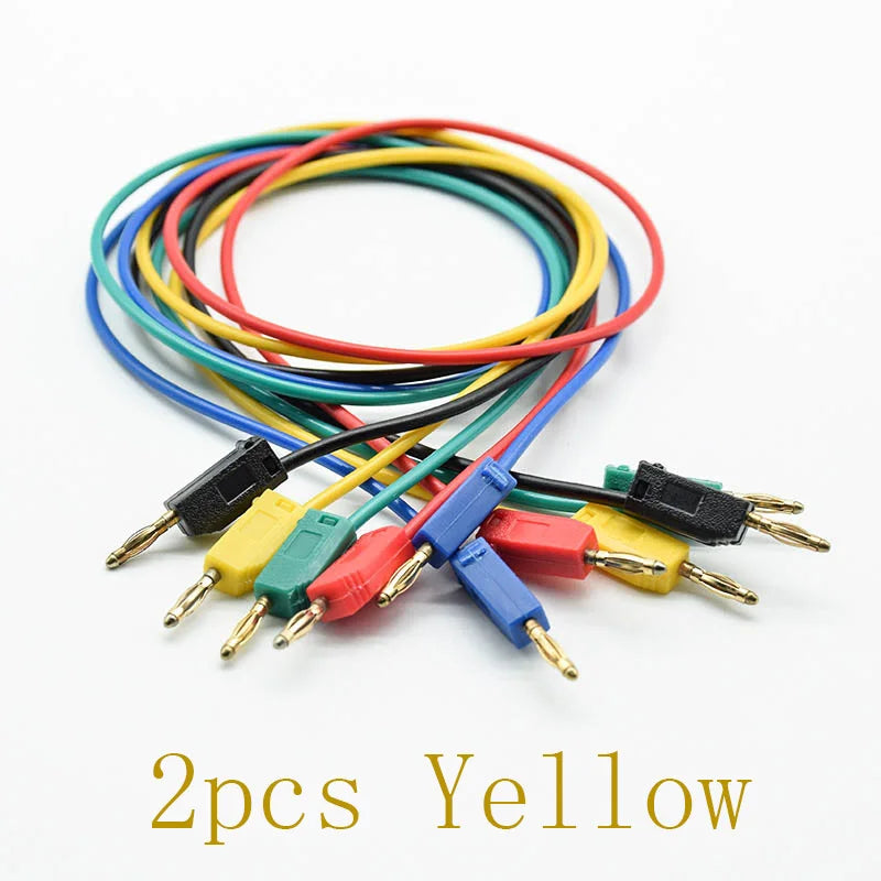 2pcs 2mm Test Wire Line K2 Banana Plug Connector Solder Tail Foldable Stackable Experiment Cable Gold-plated Pure Copper 50cm