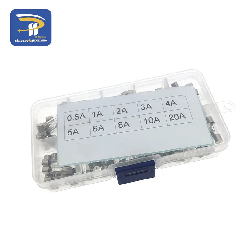 100pcs/Set 5x20mm 5 20mm Glass Fuses 0.5/1/2/3/4/5/6/8/10/20