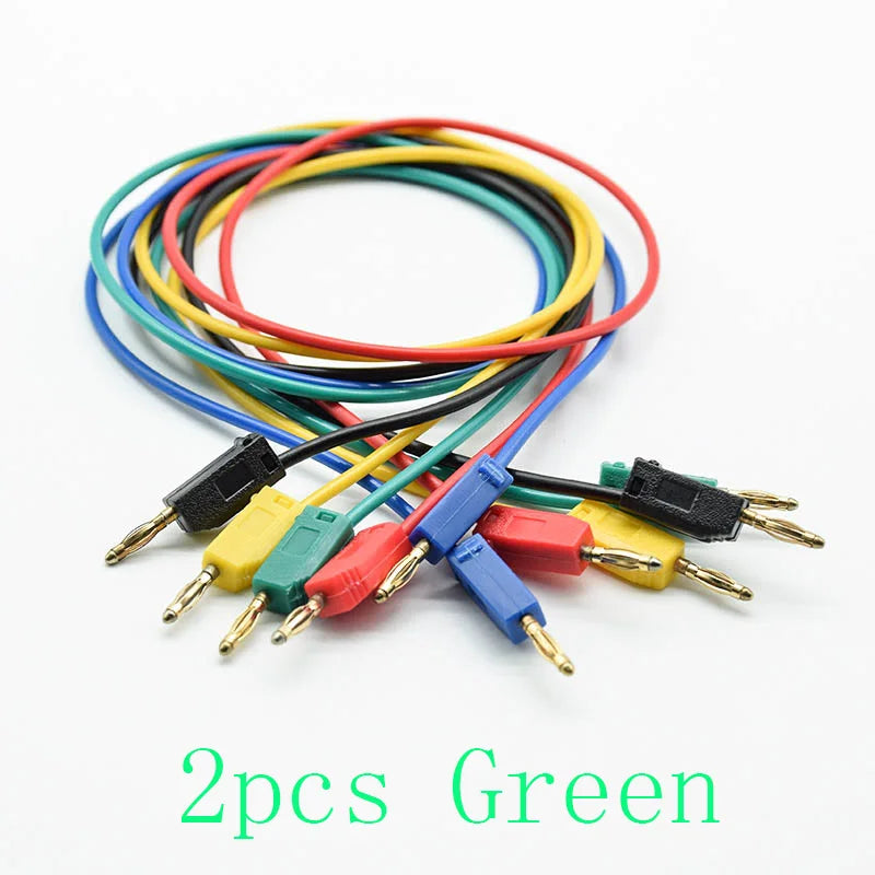 2pcs 2mm Test Wire Line K2 Banana Plug Connector Solder Tail Foldable Stackable Experiment Cable Gold-plated Pure Copper 50cm