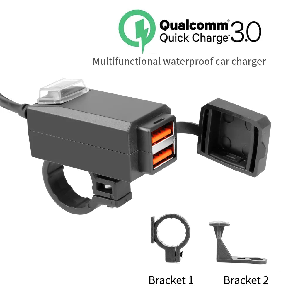 Motorcycle Vehicle-Mounted Charger Waterproof USB Adapter 12