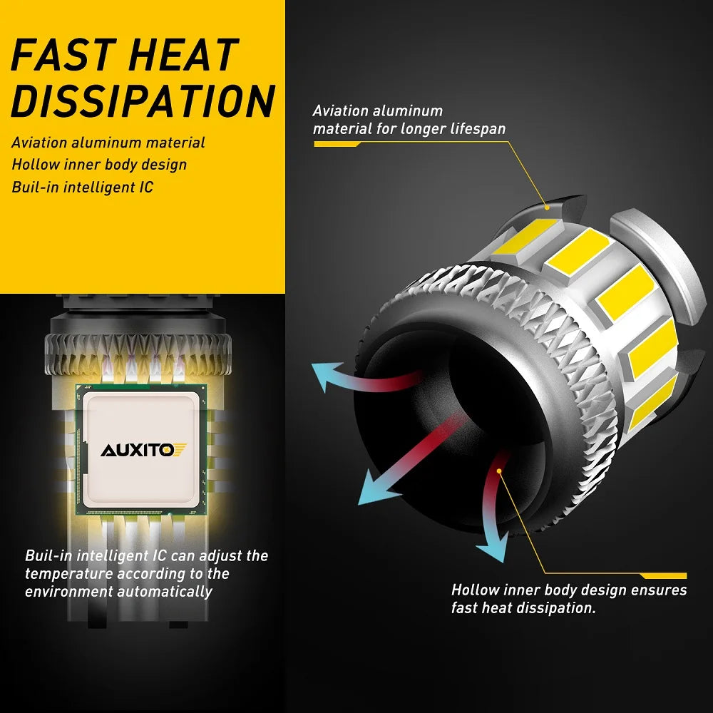 AUXITO 2PCS T10 W5W Red LED Bulb Canbus 194 168 White Car In
