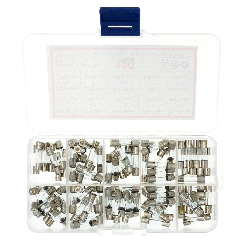 100Pcs/lot 5x20mm Quick Blow Glass Tube Fuse Assorted Kit Fa