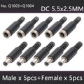 10pcs High quality DC Connector 2.5 5.5mm Power Jack DC Power Conector 5.5x2.5 Male&Female