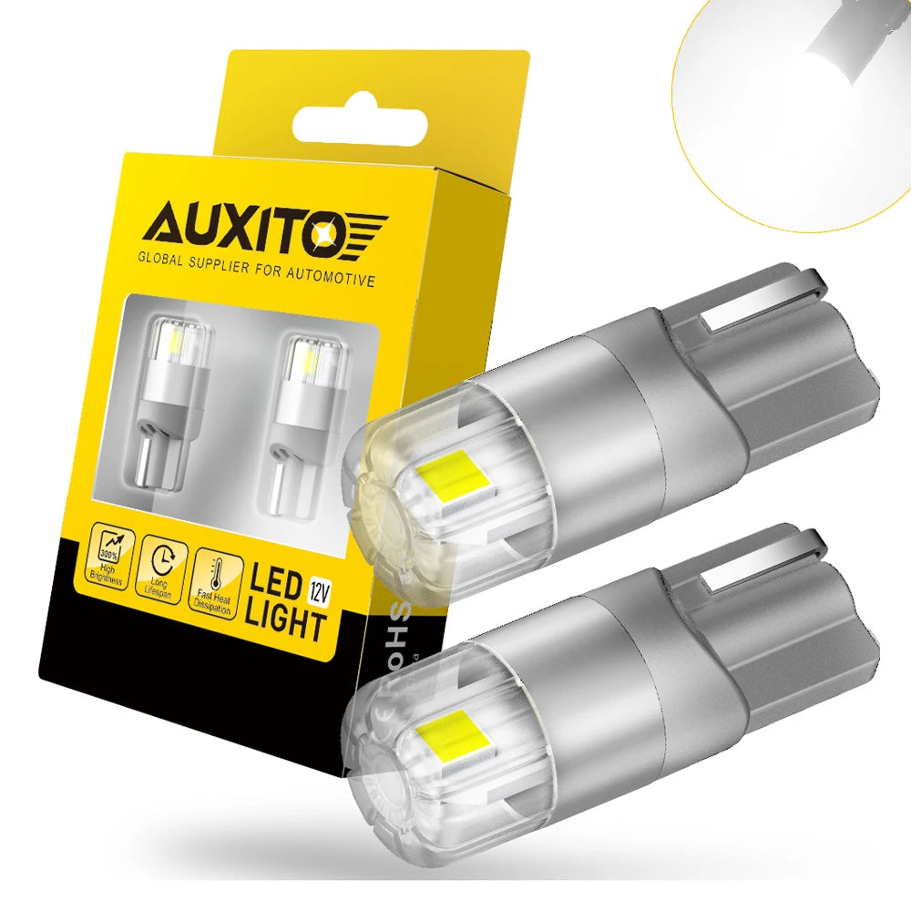 AUXITO 2Pcs 360 Degree Lighting Canbus T10 Lamps W5W LED Bulb 196 3030SMD Car Parking Position Side Marker Auto Interior Light