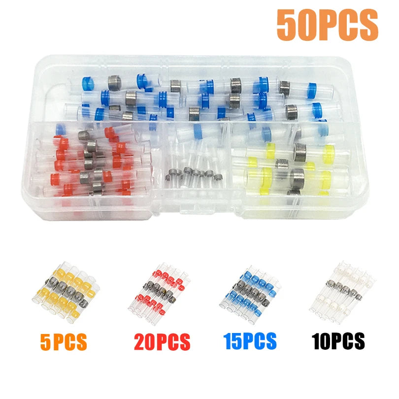 50/170/250Pcs Mix Solder Seal Wire Connectors -Heat Shrink Solder Connectors Waterproof Solder Butt Connector Kit