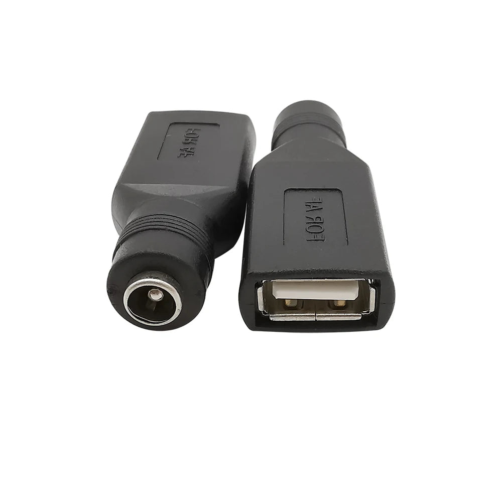2Pcs DC Power 5.5x2.1mm Female To USB Female Adapter 5V DC J
