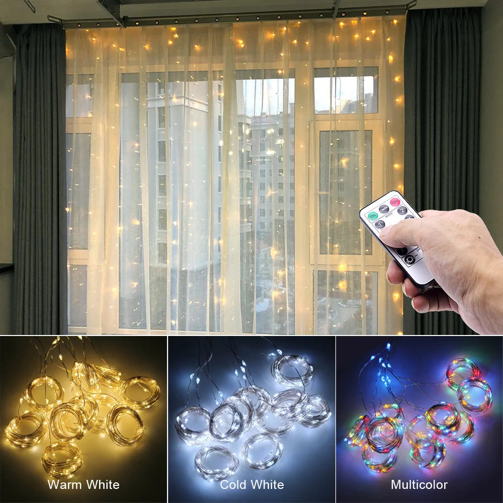 3M LED Curtain Garland USB String Lights Fairy Festoon With 