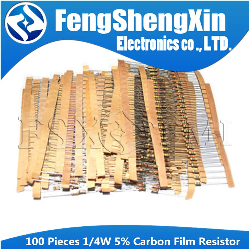 1000PCS 1/4W Carbon Film Resistors 5% 1R-10M 10R 47R 100R 22