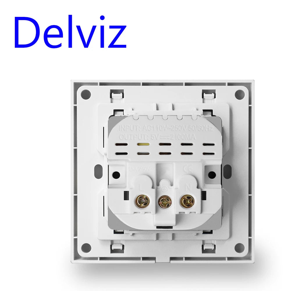 Delviz Dual USB Charging Outlet AC 110 250V Power Jack White