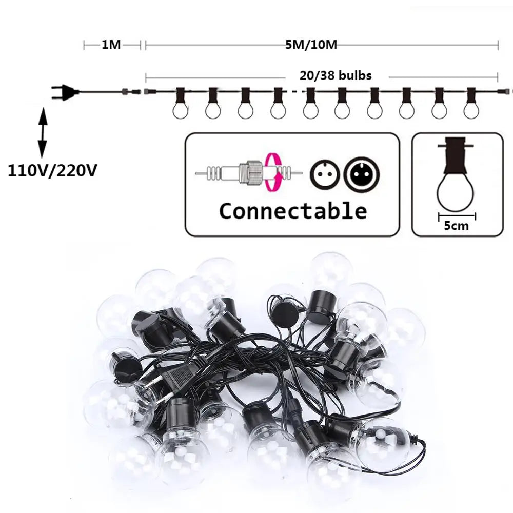 6M/16M Festoon Led Globe Fairy String Lights Christmas Garla
