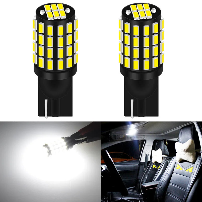 2pcs Signal Lamp T10 W5W Led Canbus bulbs Super Bright 54SMD 3014 Chips 194 168 led Car Interior Lights Plate Reading Lamp White