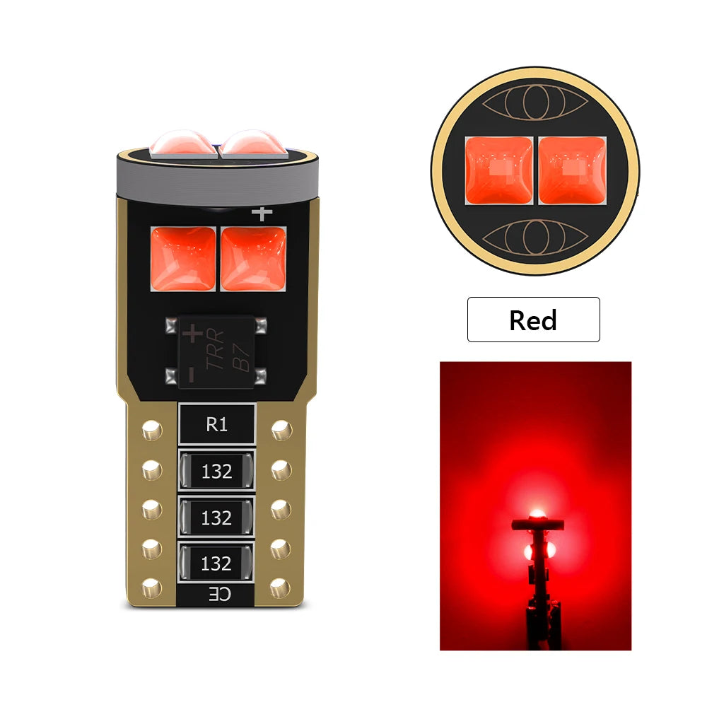 Oprah 2/10Pcs Canbus T10 LED W5W Car Interior Light No Error 3030 6SMD 12V License Plate Lamp Side Parking Bulb DRL White Orange