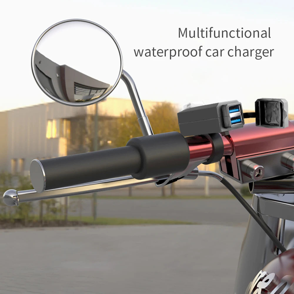 Motorcycle Vehicle-Mounted Charger Waterproof USB Adapter 12