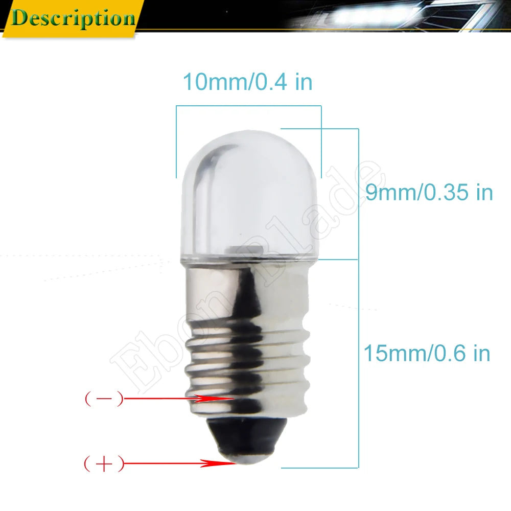 4/8 Pcs 3V 4.5V 6V 12V Warm White E10 1447 Screw Base Minuat
