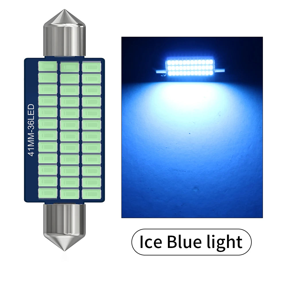 2pcs LED Canbus Festoon C5W C10W 31/36/39/41mm Car LED Lights For Interior Lamps License Plate Lighting 12V Warm White Ice Blue