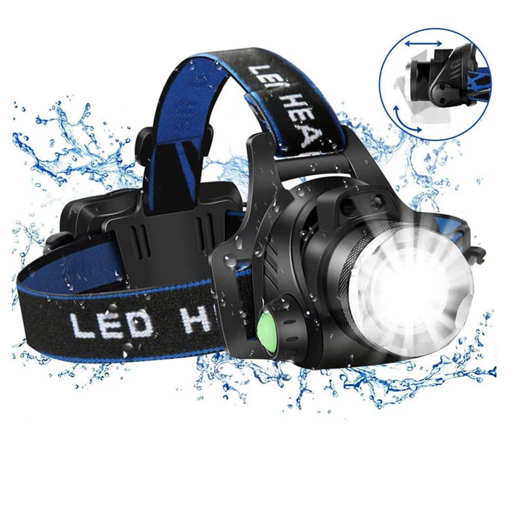 Pocketman Headlamp Upgraded-LED Headlight Zoomable Head Lamp Waterproof Head Torch USB DC Charging Head Light 18650