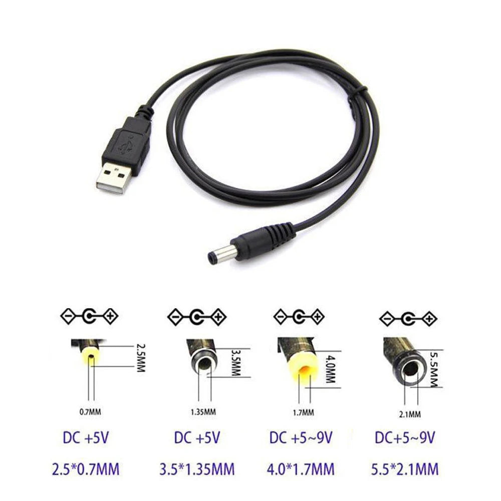 80CM USB Port To 2.5mm - 5.5mm 5V DC Barrel Jack Power Conne