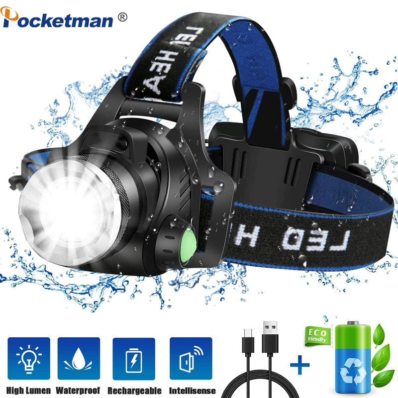 Pocketman Headlamp Upgraded-LED Headlight Zoomable Head Lamp