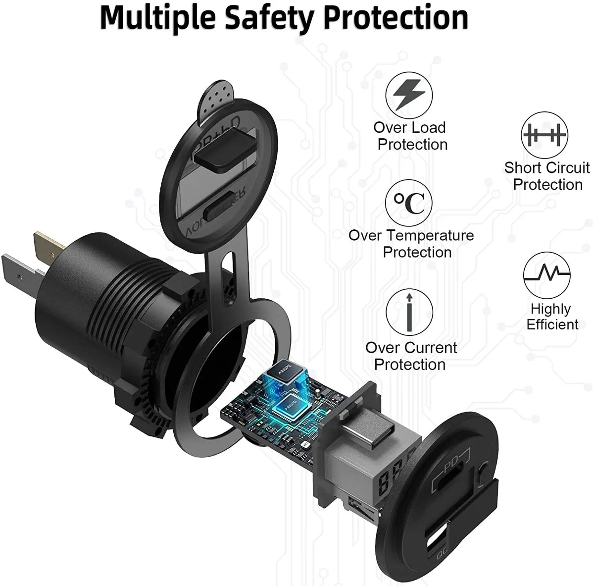 DaierTek 12V 48W USB Charger Outlet Waterproof Charger Socke