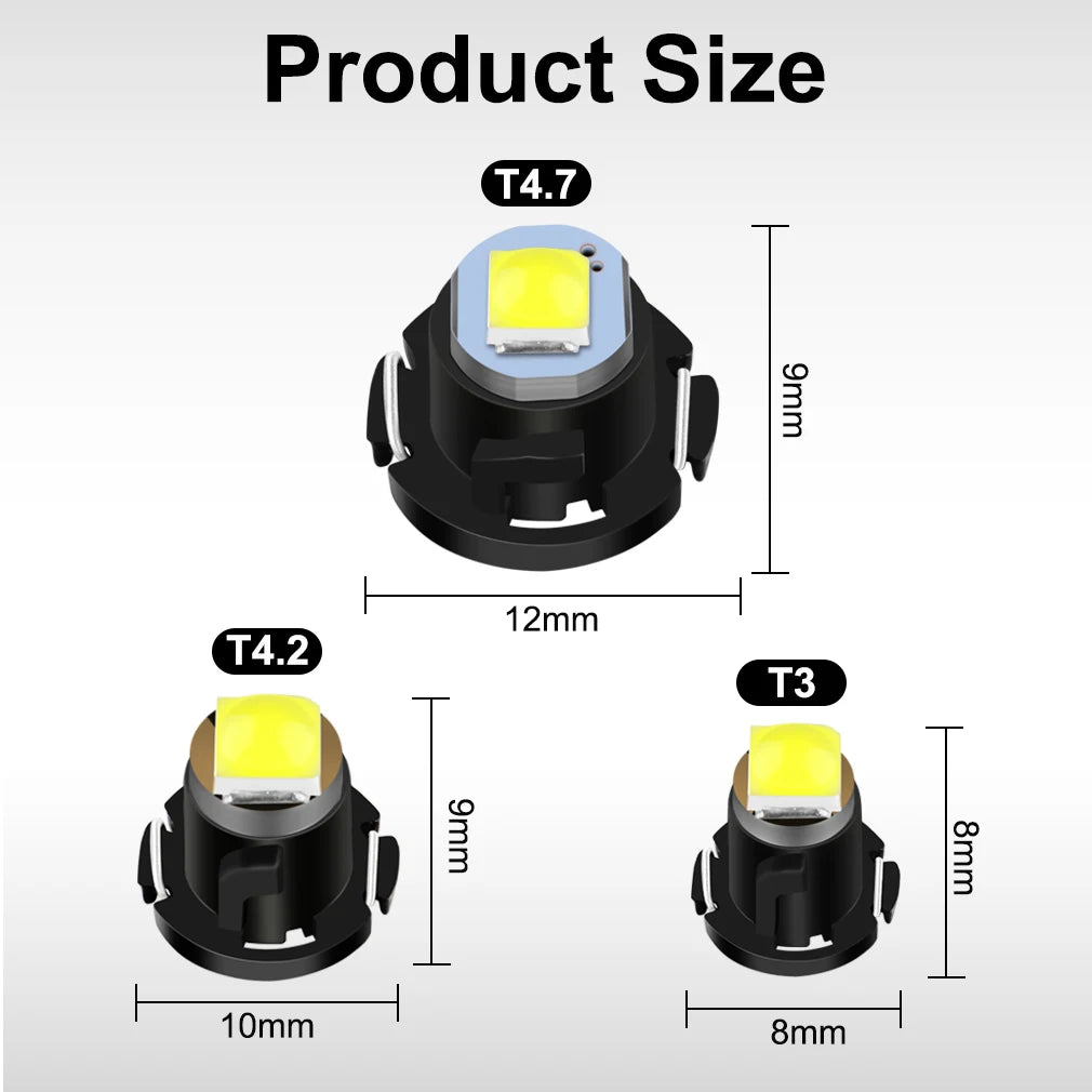 10Pcs T3 T4.2 T4.7 Led Bulb Canbus Super Bright Car Interior