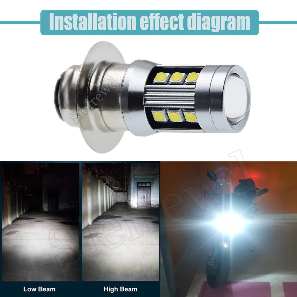 2Pcs H6M P15D-25-1 PX15D T19 Led Headlight Bulb Dual Beam Mo
