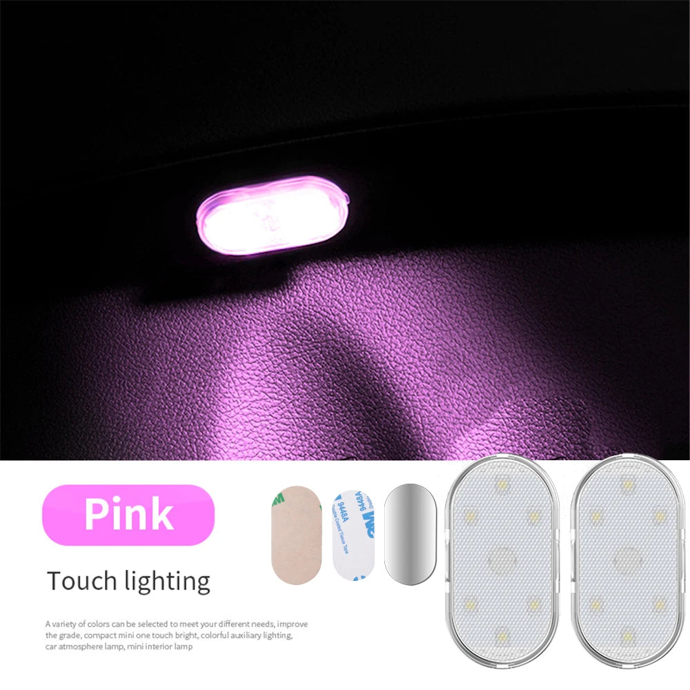 1/2pcs Multi Color Car Light Wireless LED Touch Light Roof Ceiling Sensor Read Lamp Mini USB Charging Light Auto Interior Lamp