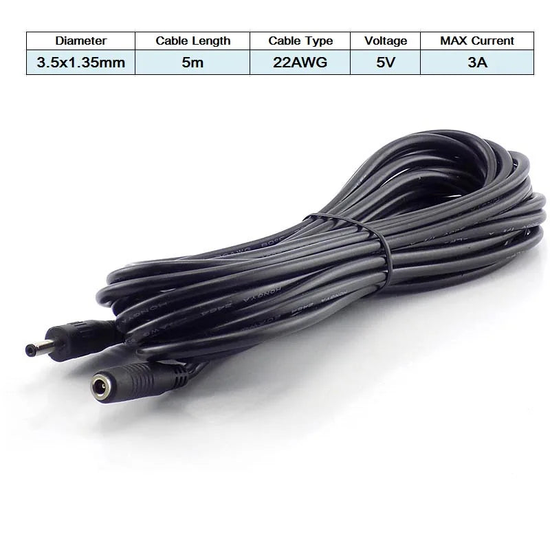 DC Female to Male Extension Cord 5V 2A 3.5x1.35mm / 12V 5A 5.5x2.1mm Plug Jack Connector Cable Power Supply Adapter Line