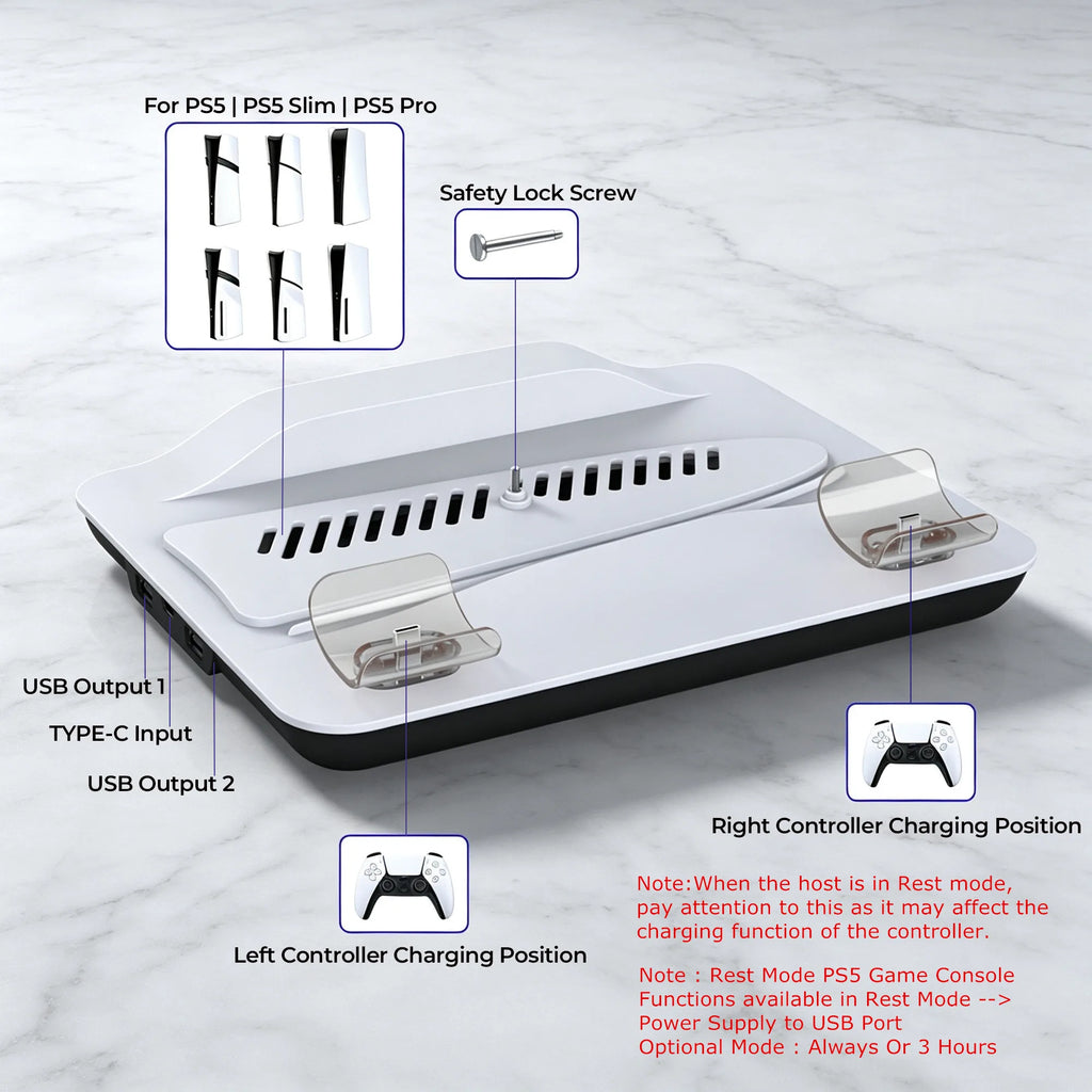 Multi-Functional Vertical Cooling Stand For PS5/PS5 Slim/PS5