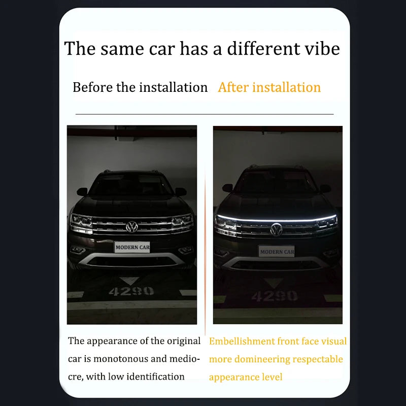 Dynamic Universal 12V Car LED Hood Daytime Running Light Str