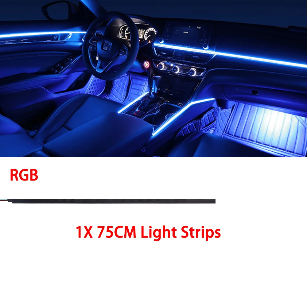 Dual Zone 18 in 1 RGB 64 Colors Acrylic Strip Car LED Ambien