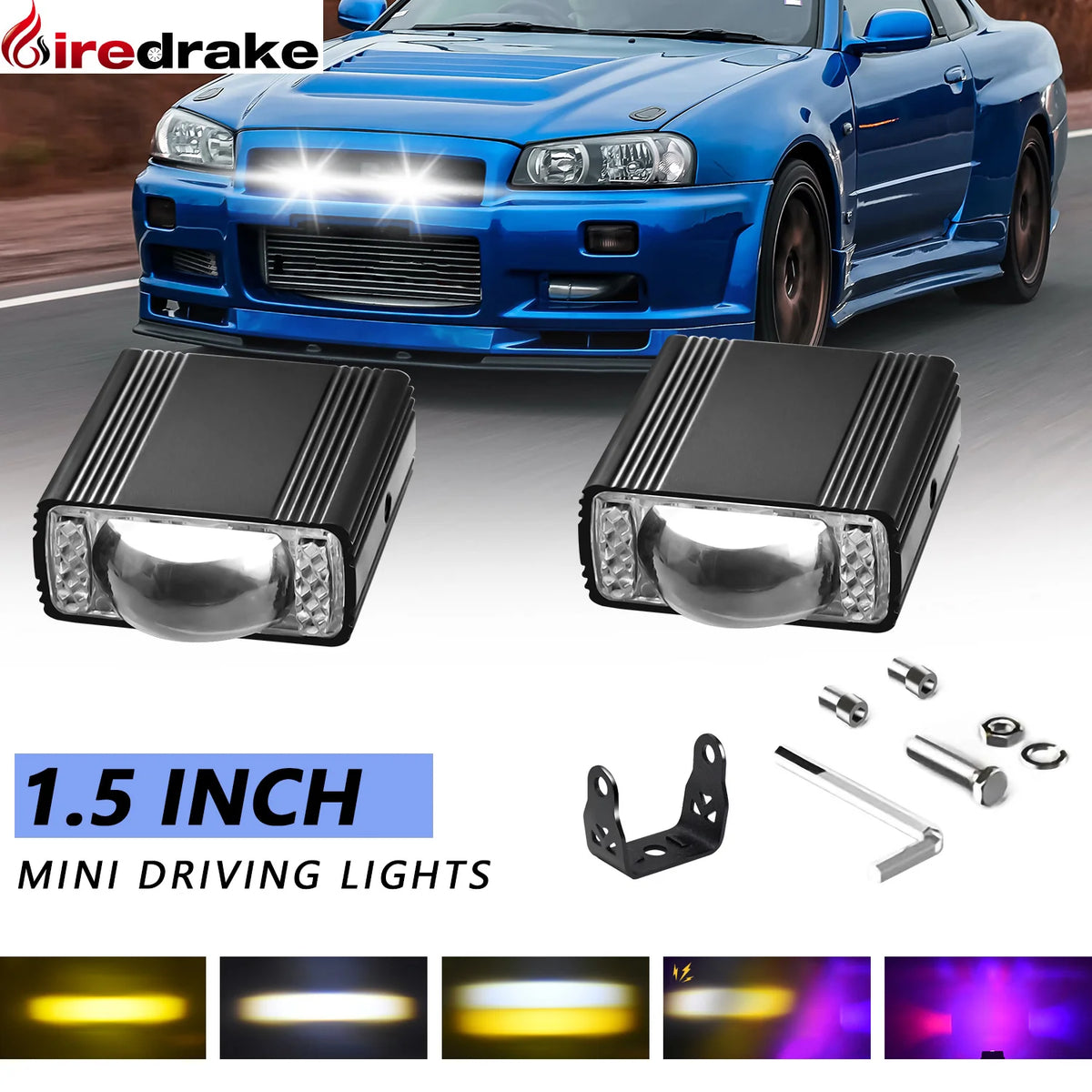 LED Car Grille Spotlight Projector Len Light DRL 120W 12000L