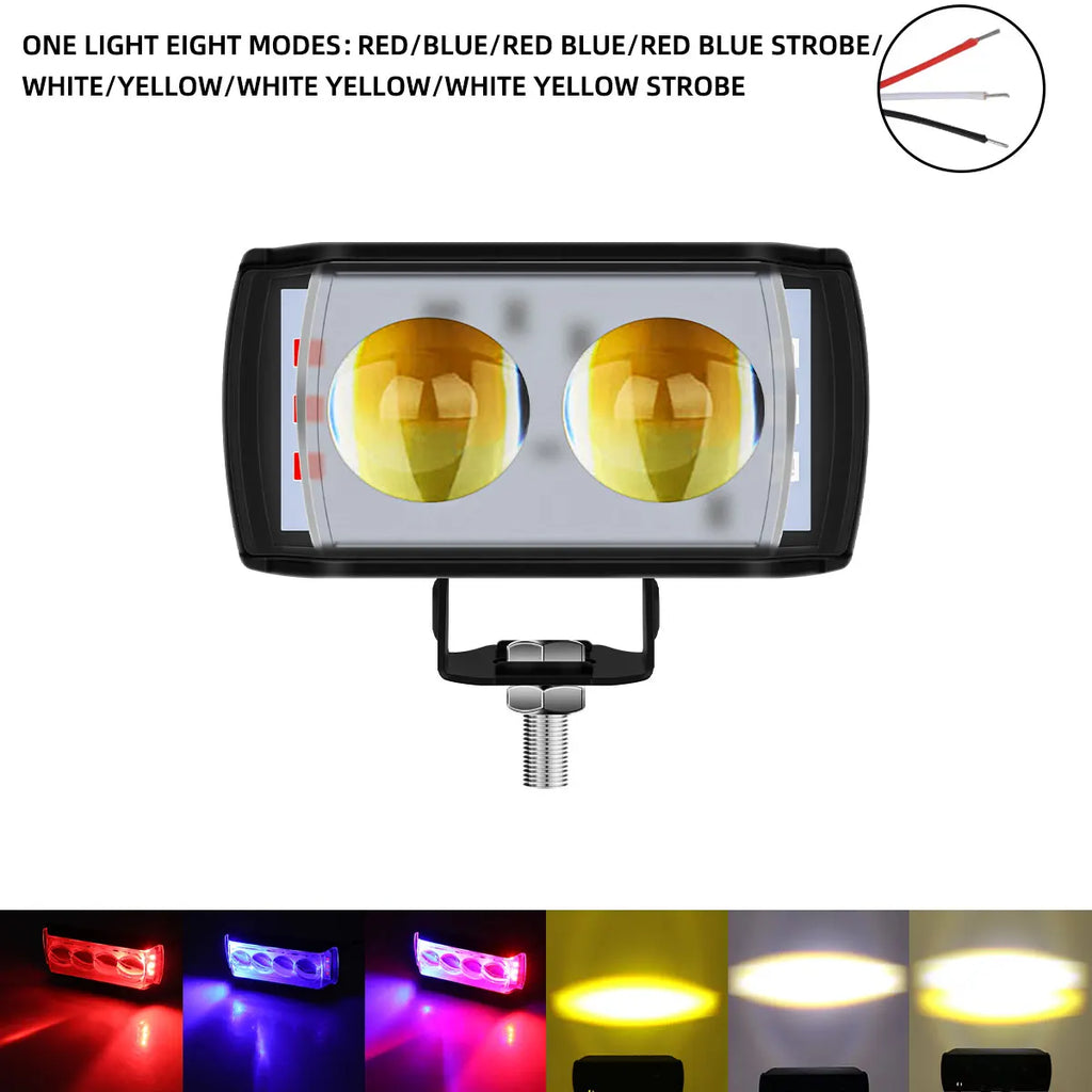 1/2pcs Car LED Work Light Laser Spotlights Super Bright Headlights White Yellow Flashing Warning Light DRL Driving Light Plastic