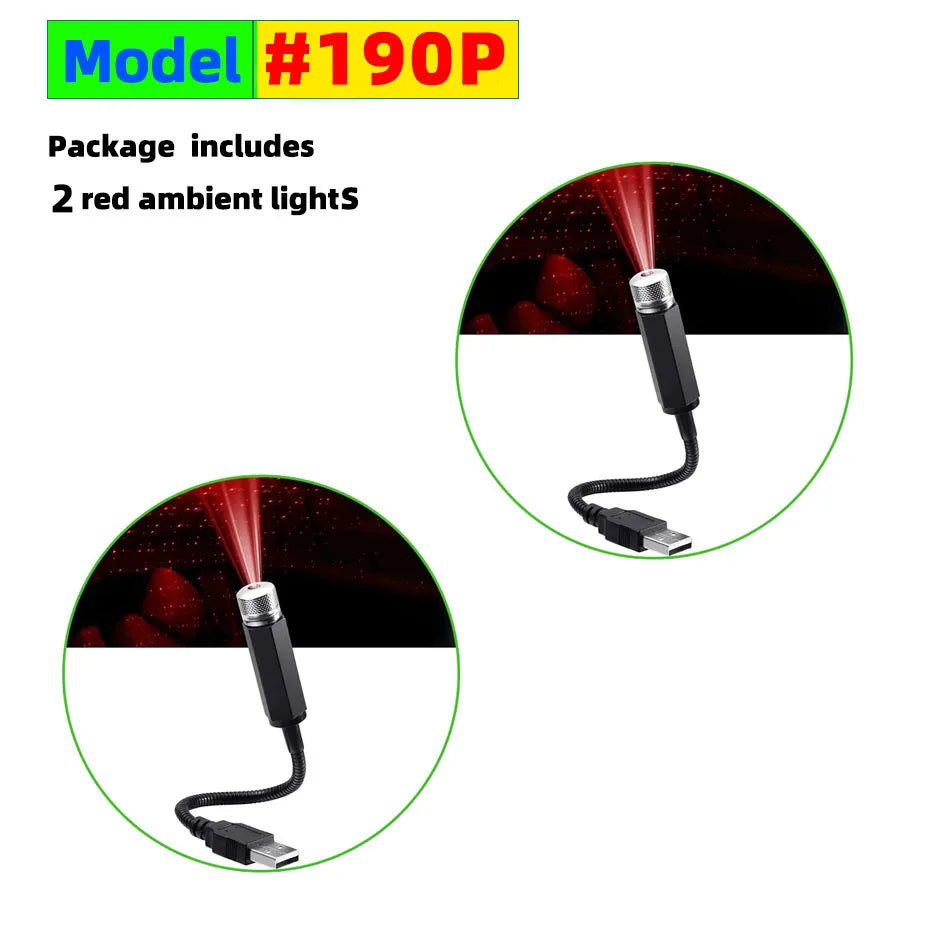 QXNY Mini Car LED Starry Sky Night Light 5V USB Powered Galaxy Star Projector Atmosphere Lamp for Car Roof Room Ceiling Decor