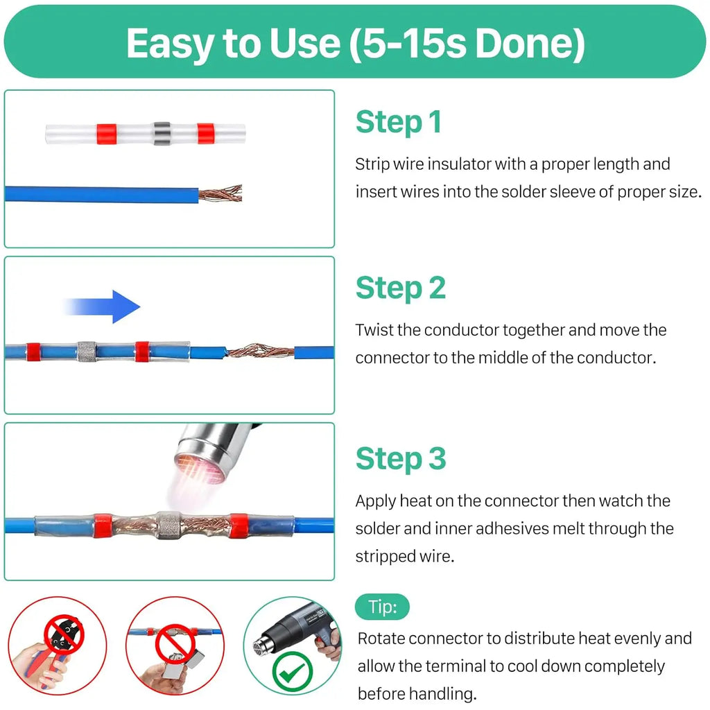 200PCS Solder Seal Wire Connectors Kit Upgraded Heat Shrink 