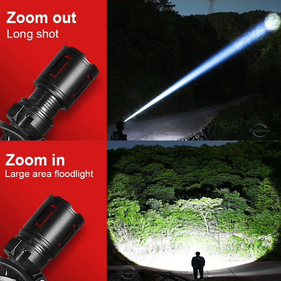 2026 New High Power 1200W LED Headlight 990000000LM Zoom Wat
